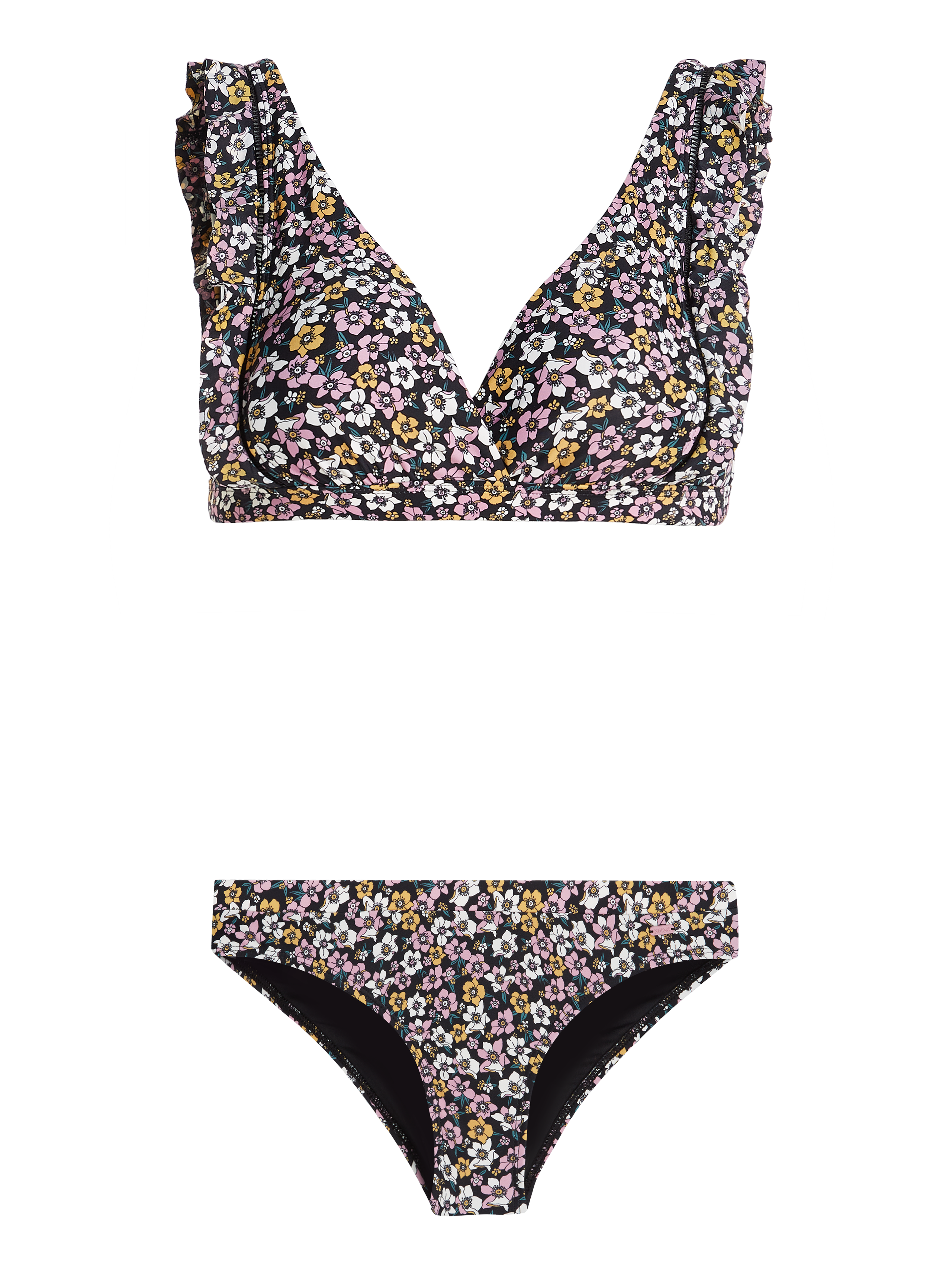 Protest Prtmoray Bloemen Triangel Bikini Set - Regular Fit Dames - Zwart - Badmode