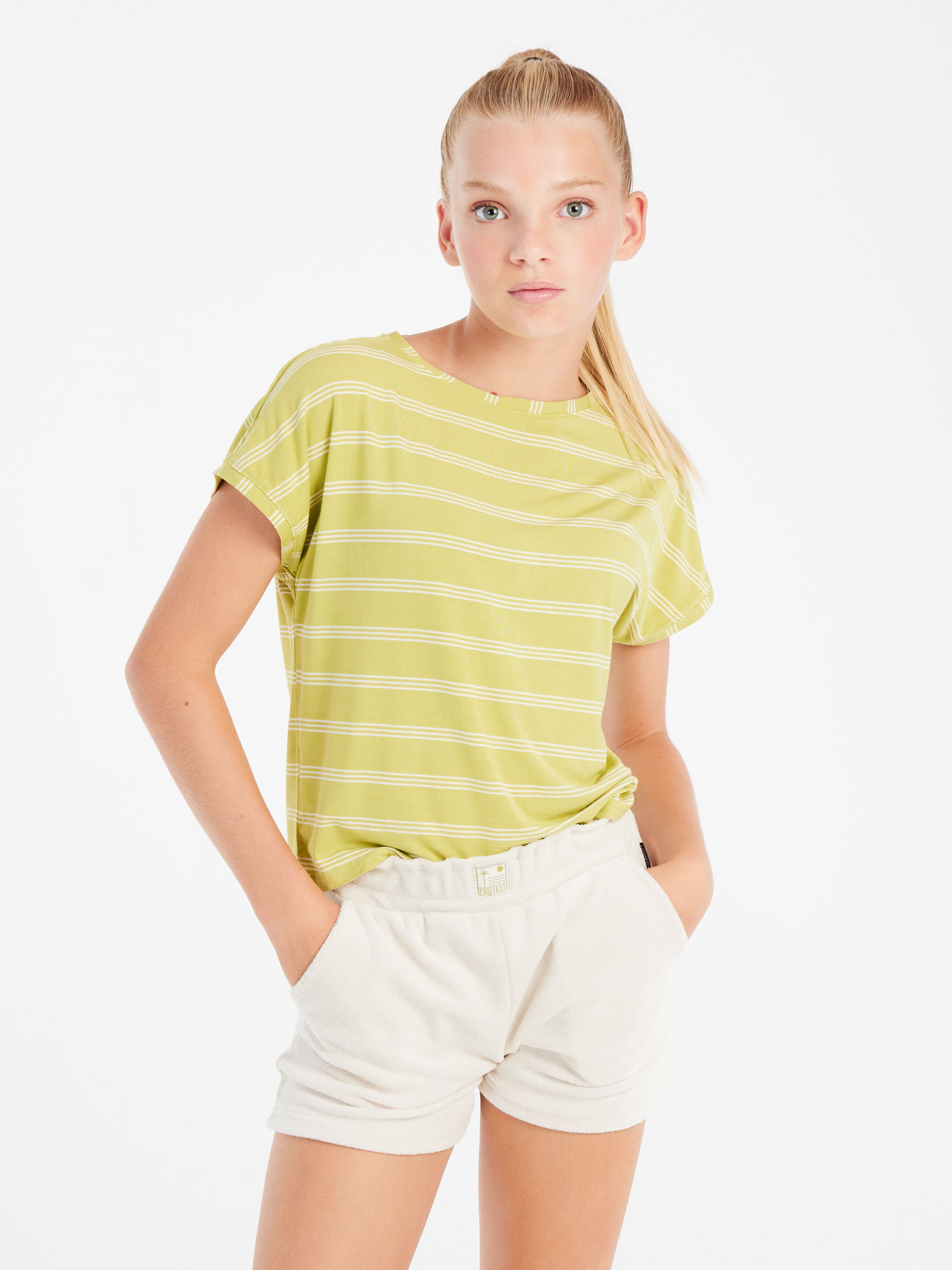Protest Prtnoekie Jr Gestreept T-shirt - Meisjes - Groen