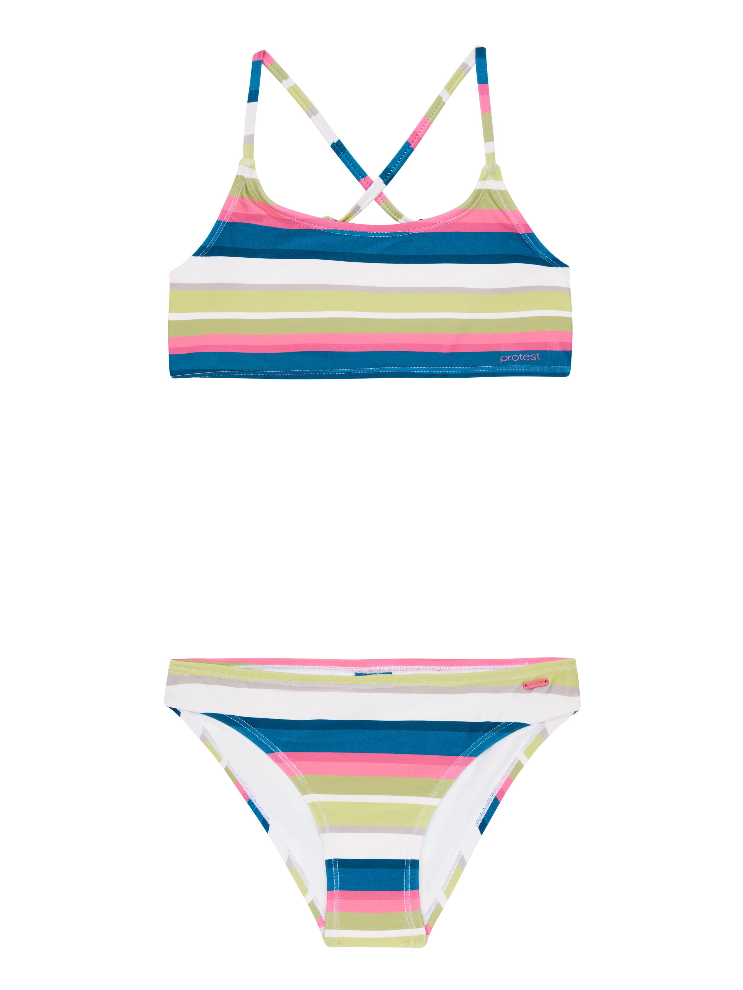 Protest Prtwirl Jr Gestreepte Bralette Bikini Set - Regular Fit Meisjes - Groen - Badmode